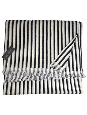 Rachel Zoe Cream Black Striped Fringe Oversized Beach Towel 40x70 Spring Summer